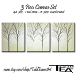 SALE, 48x20 Inches, Original 3 piece Canvas set, Large Art Tan Painting beige Cream color Trees, Triptych, Wall art, Original decor Tree art :  LARGE 3 PIECE SET  - Original Acrylic Painting. (Not a print.)  - 48x20 inches total - 16x20 panels - 1 inch th