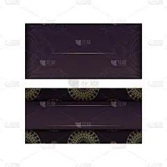 贺卡模板在紫红色与豪华的金色图案准备印刷。
