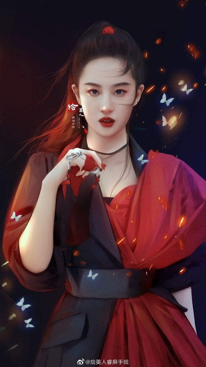 刘亦菲花木兰微博绘美人睿麻手绘禁止盗图二改转载注明出处赵丽颖