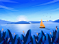 Calm sea blue sea illustration