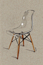 Image of Transparent Eames Side Chair sketch LIMITED EDITION of 20 prints