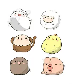 圆滚滚十二生肖小动物简笔画欣赏