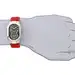 Philip Stein Large Signature Stainless Steel Watch on Red Stitched Calf Strap Red