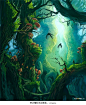 @尛E 【 】  唯美森林游戏场景原画：最漂亮静怡的颜色