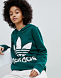 adidas Originals adicolor Trefoil Hoodie In Green at asos.com : Discover Fashion Online