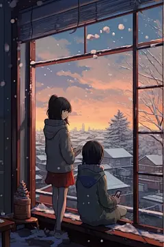 AI数字艺术手绘女孩二十四节气立冬插画