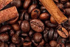 咖啡豆烘焙咖啡。特写镜头