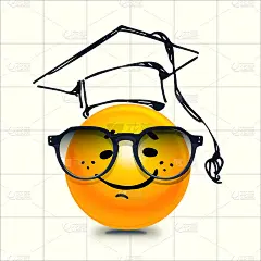 回学校!明亮欢快的表情符号，教授帽，孤立的白色背景。创意海报或横幅。