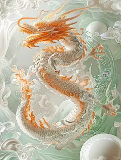 大美国风中国龙青龙图腾／2024龙年壁纸