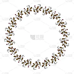 矢量手绘春天花环孤立在白色背景。