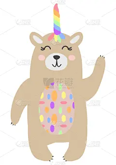 熊,独角兽,快乐,斯堪的纳维亚人,高雅,婴儿,可爱的,小的,性格,恶作剧