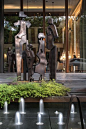 现代风格金属雕塑及喷泉景观