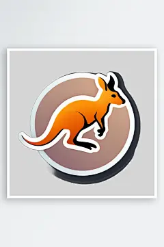 惊喜袋鼠卡通图案插画贴纸装饰-众图网