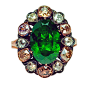 Russian 5 Ct Demantoid Fancy Colored Diamond Antique Ring俄罗斯5 Ct钙铁榴石花式彩色钻石古董戒指