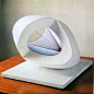 Barbara Hepworth Plaster Sculptures | BH 119) Sculpture With Colour (oval form) Pale Blue and Red , 1943 in ...