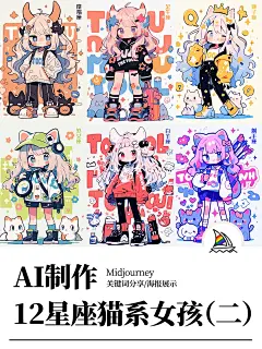 midjourney十二星座猫系女孩涂鸦-火象土象 - 小红书