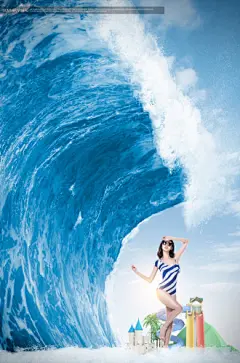 风起浪涌 海滨浴场 出行旅游 旅游主题海报设计PSD