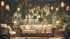 AI唯美室内场景素材 日系动漫室内场景背景插画图片 游戏美术资源