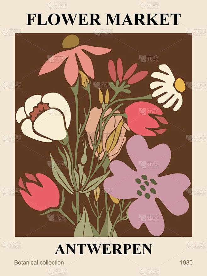 摘要安特卫普花卉市场招贴画.时尚的植物墙...