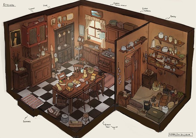 欧美Q版室内场景原画来自cgbook.c...