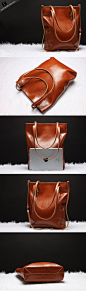 Handmade Leather tote bag shoulder bag brown black for women leather shopper Shoulder bag: 