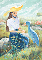 《鲸头鹳的礼物》_须弥子芥__插画师作品_涂鸦王国gracg.com