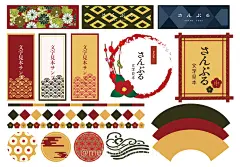日系和风背景底纹边框日式版式风格元素矢量素材-设计元素-@美工云(meigongyun.com)