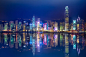 夜景香港维多利亚湾长曝光图片下载