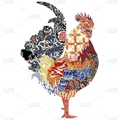 法国,公鸡,式样,国内著名景点,华丽的,动物,装饰物,鸟类,岩石,剪影
