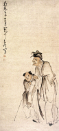 黄慎（1687-1766），清代著名画家，字恭懋，后已改字恭寿、菊庄，号瘿瓢，又称东海布衣。福建宁化人。幼家贫，后长期寓居扬州，卖画为生。读书常有古庙佛殿的长明粉下。初师上官周，学工细人物山水。后变化为粗笔挥写，以简驭繁，气势雄伟，笔意纵横，于粗犷中见粗炼。他拟定民人物除历史故事、神仙佛像之外，多从民民间生活取材，常画劳动人民的形象。专画流丐、纤夫、渔民等，往往只用寥寥数笔，便能形神兼备。写山水、花鸟、虫鱼等，也无不工妙。为“扬州八怪”之一。