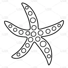 海星手绘着色页儿童矢量插图