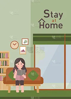 COVID-19运动的社交距离。居家预防新冠肺炎。女孩在家的活动。自我隔离。