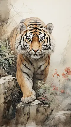 美图-19张国画老虎高清壁纸-虎虎生威-今日头条