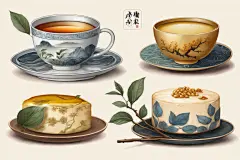 清新手绘香醇的茶叶图片插画