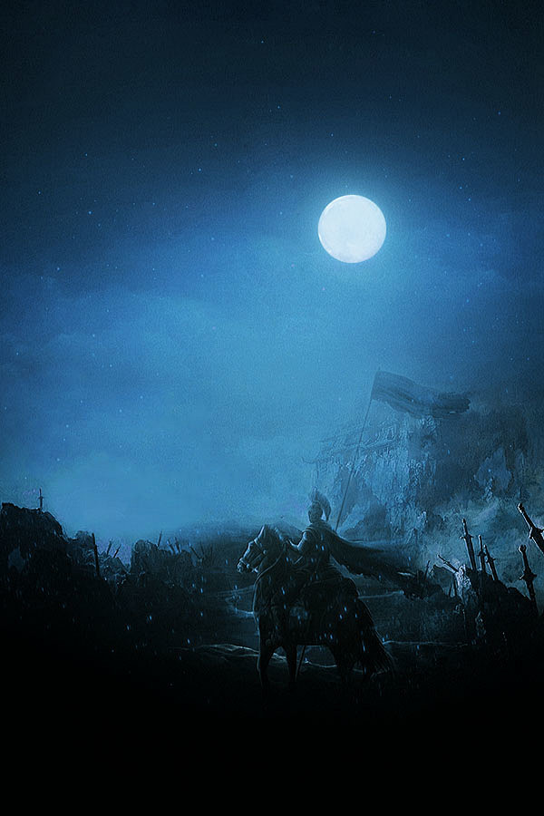 古风底图背景海报夜戎马战争汜荩处理去水印