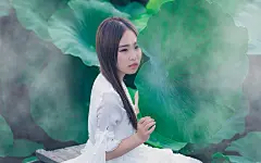 荷花仙子 小清新白裙美女唯美写真电脑桌面壁纸
