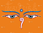 佛眼或智慧的眼睛-圣洁的亚洲宗教符号、 矢量