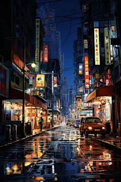 灯光璀璨的城镇街景照明