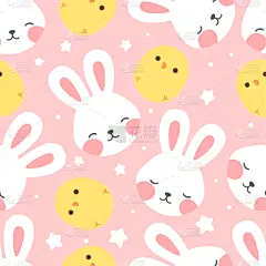 兔子,小鸡,四方连续纹样,背景,贺卡,复活节,水彩画颜料,云景,女婴,现代