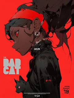 AI手机壁纸-养黑猫的女孩超酷No.3