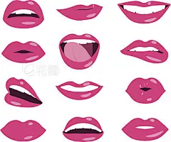 woman lips facial expression vector set