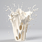 奶花牛奶元素牛奶液体飞溅模型元素图片