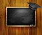 精美黑板与博士帽背景矢量素材