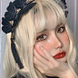 黑色蝴蝶结头箍Lolita儿童暗黑发箍女jk网红朋克哥特复古发饰头饰-淘宝网