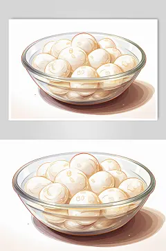 AI数字艺术国潮古风元宵节汤圆美食插画