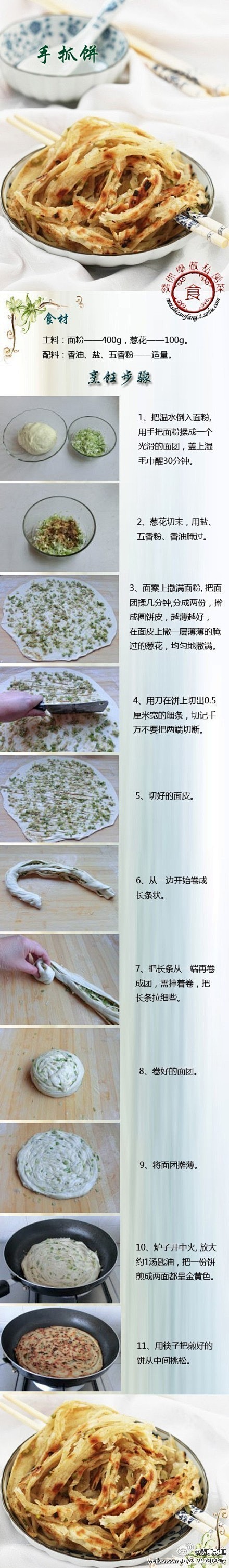 【经典面食——手抓饼】手抓饼原名葱抓饼，...