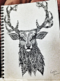 #tattoo##纹身##图案#Stag Zentangle Design by TelferZentangle on Etsy: 