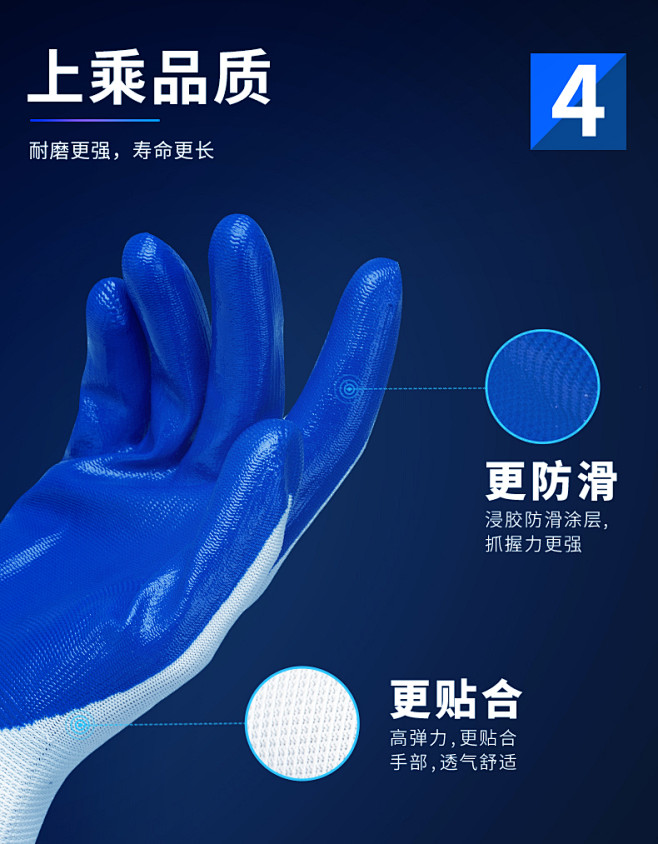 手套劳保耐磨工作男工地干活橡胶防护防水油...