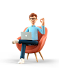 Man with laptop showing ok gesture商务办公室白领
