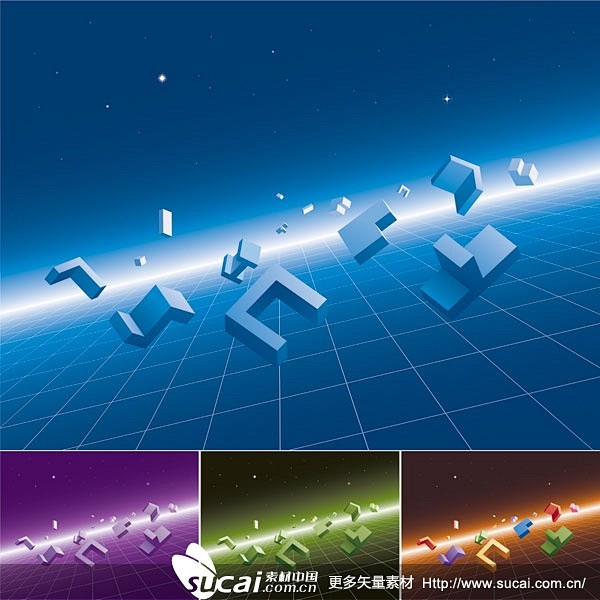 立体模块与空间感背景矢量素材